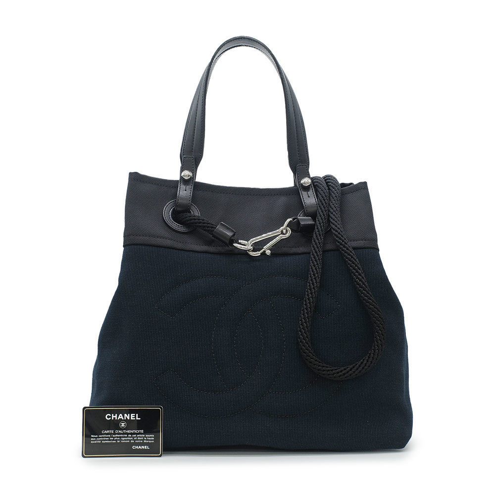 Chanel Fabric Tote Bag Handbag 2way Cocomark